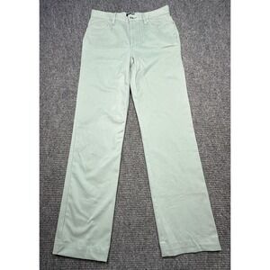 Lands End Twill Pants Womens 6 Green Straight Leg Cotton Stretch 5 Pocket Casual